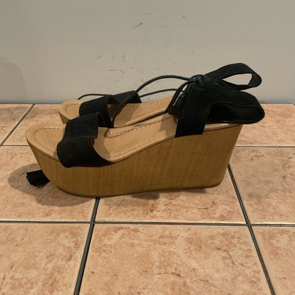 Steve Madden Shannnon Platform Leather Sandals Black size 10 - Picture 4 of 14